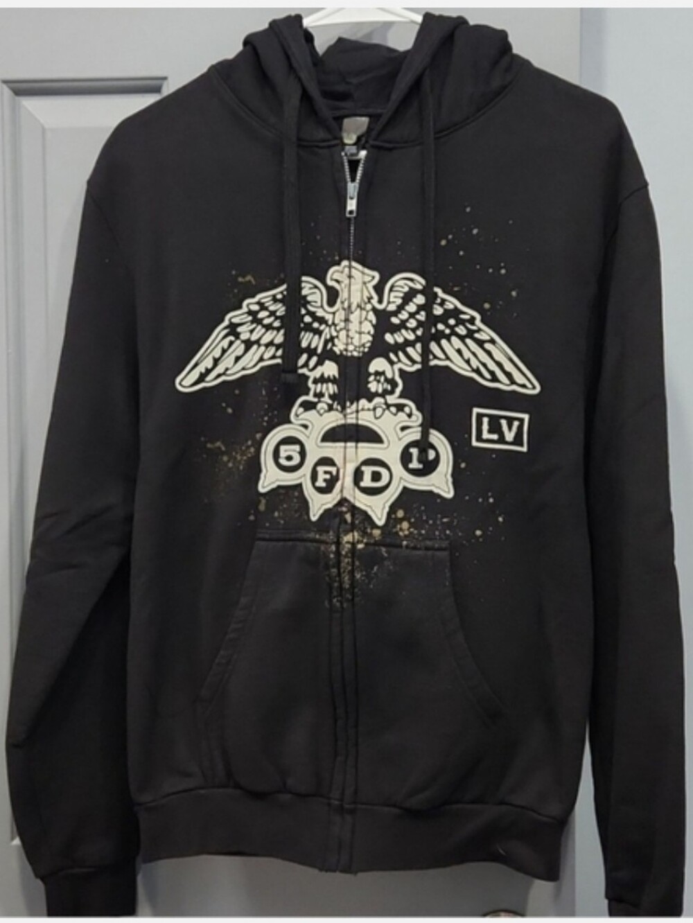 NWOT 2 sided 5FDP Five Finger Death Punch Eagle Seal Skull Knuckles Zip Hoodie